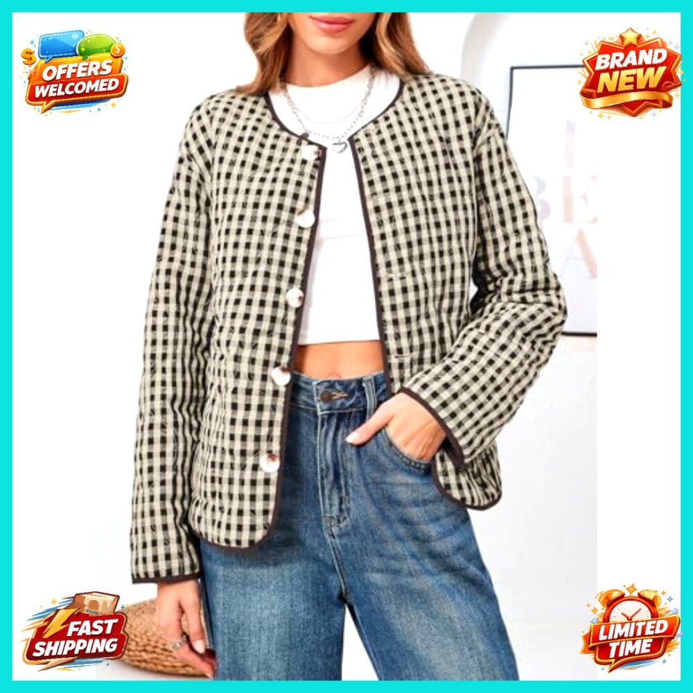 Reversible Quilted Puffer Jacket Lightweight Butt… - image 2